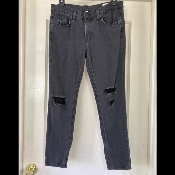 rag & bone The Skinny in Soft Rock With Holes Black Zipper/Button Size 29 - Picture 2 of 15